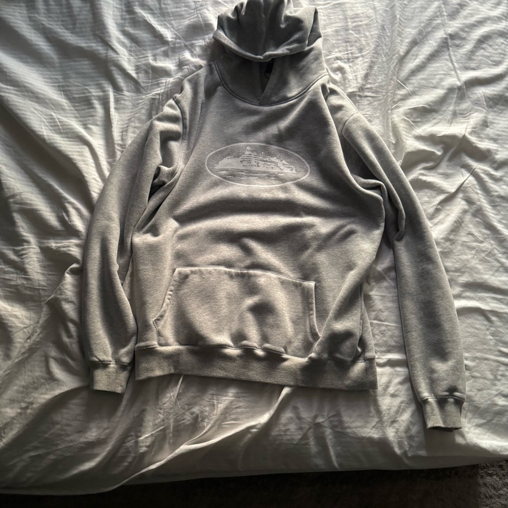 Gray Hoodie with Logo Patch